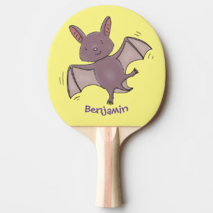 Cute baby bat vliegende cartoon illustratie tafeltennisbatje