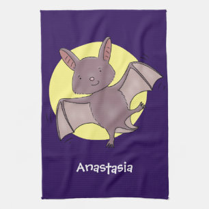 Cute baby bat vliegende cartoon illustratie theedoek