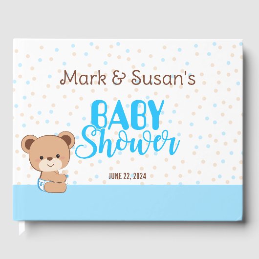 Cute Baby Bear Baby shower Livre d'invité - Garçon (Recto)