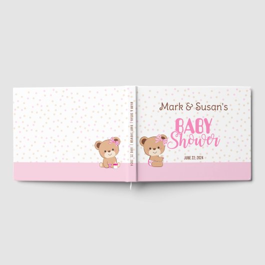Cute Baby Bear Baby shower Livre d'invité - Girl (Complet)