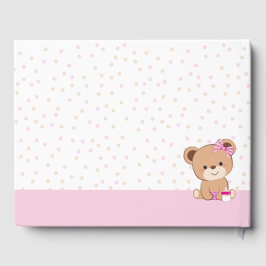 Cute Baby Bear Baby shower Livre d'invité - Girl (Verso)