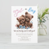 Cute Baby Bear Cubs Genre Reveal Party Invitation (Debout devant)
