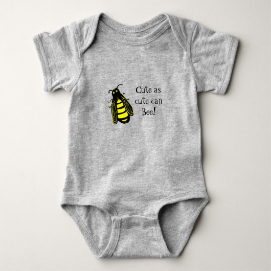 Cute Baby Bee Honeybee met Fun Text Romper (Voorkant)