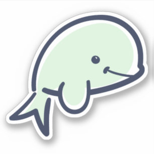Cute Baby Beluga Whale Cartoon Scrapbook Sticker
