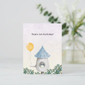 Cute Baby Bird With Yellow Balloon Invitation Briefkaart (Staand voorkant)