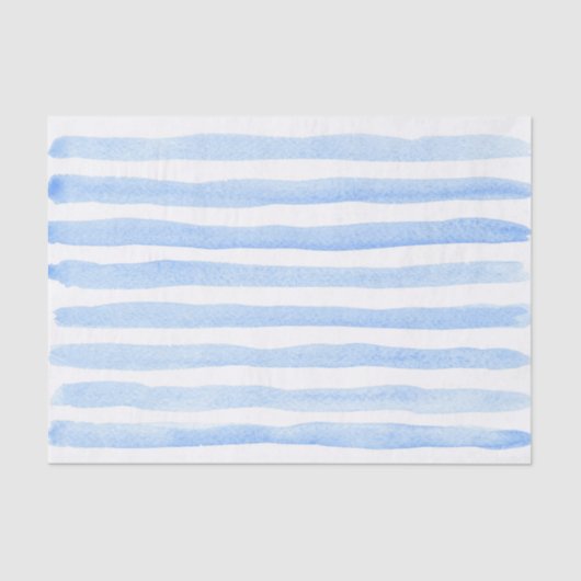 Cute Baby Blue en White Waterverf Striped Tissuepapier (Voorkant)