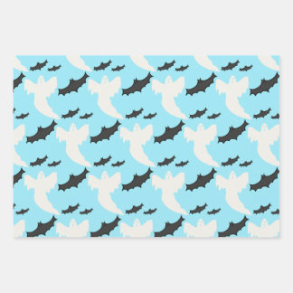 Cute Baby Blue Ghost Bat Wrapping Papier ensemble 