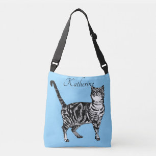 Cute Baby Blue Girls Tabblad Kattenhandtas Crossbody Tas