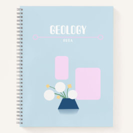 Cute baby blue notebook with geometric flowers  notitieboek