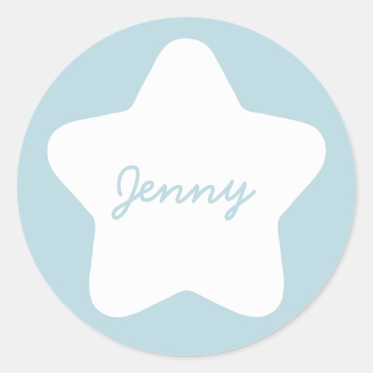 Cute Baby Blue Star Custom Name Sticker (Voorkant)