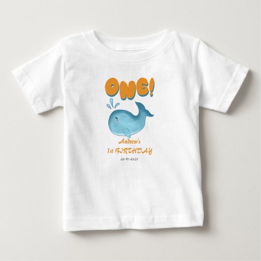 Cute Baby Blue Whale 1st Birthday (Voorkant)