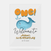 Cute Baby Blue Whale 1st Birthday Welcome (Recto)