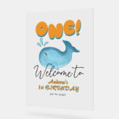 Cute Baby Blue Whale 1st Birthday Welcome (Angle)