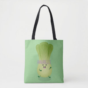Cute baby bok choy cartoon illustratie draagtas
