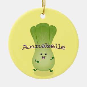 Cute baby bok choy cartoon illustratie keramisch ornament