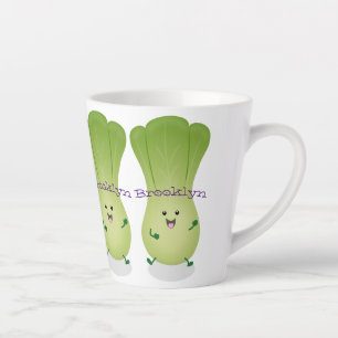 Cute baby bok choy cartoon illustratie latte mok