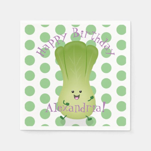 Cute baby bok choy cartoon illustratie servet (Voorkant)