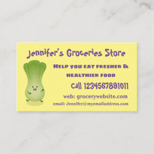 Cute baby bok choy cartoon illustratie visitekaartje