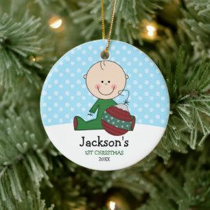 Cute Baby Boy 1 Kerstmis op maat Keramisch Ornament