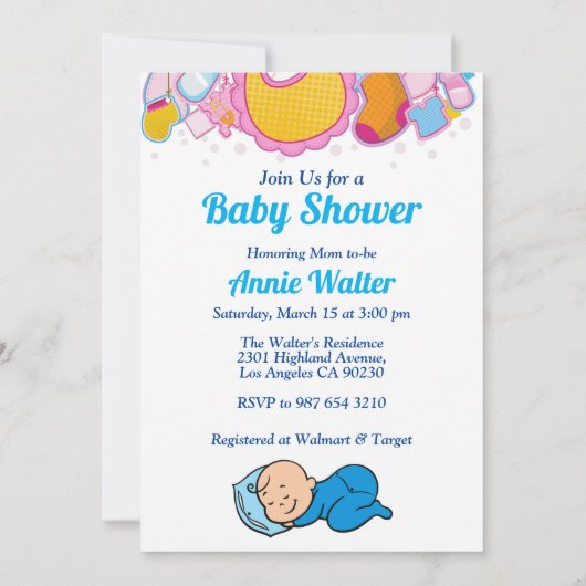 Cute Baby Boy Baby shower Kaart (Achterkant)