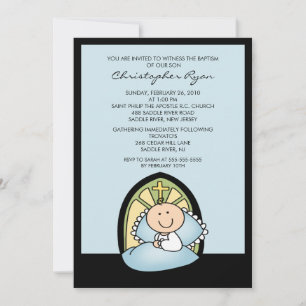 Cute Baby Boy Baptism Christening Inture Kaart