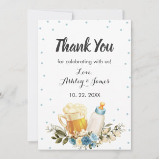 Cute Baby Boy breekt blauw Baby shower op de borst Bedankkaart