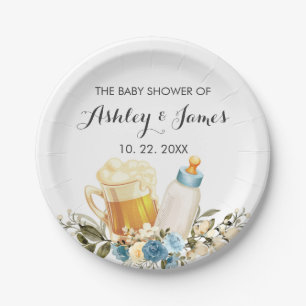 Cute Baby Boy breekt blauw Baby shower op de borst Papieren Bordje