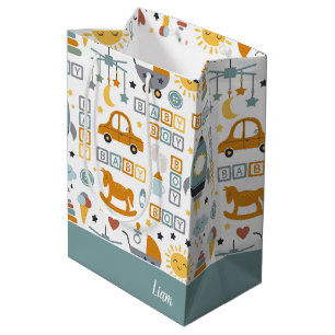 Cute Baby Boy Car Speelgoed Pattern and Name Baby Medium Cadeauzakje