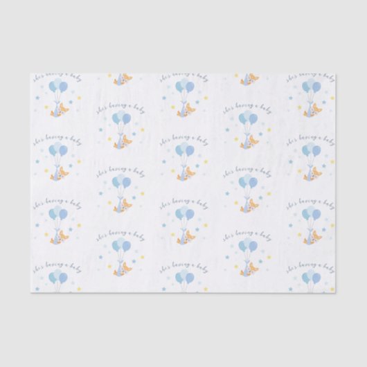 Cute Baby Boy Fox and Balloons Tissuepapier (Voorkant)