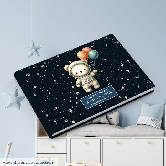Cute Baby Boy Livre d'invité Teddy Bear Astronaut