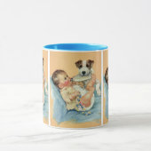  Cute Baby Boy met fles en puppy Dog Mok (Midden)