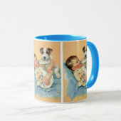  Cute Baby Boy met fles en puppy Dog Mok (Voorkant rechts)