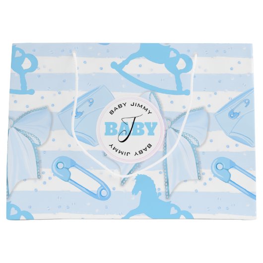 Cute Baby Boy Monogrammed Pattern Groot Cadeauzakje (Voorkant)