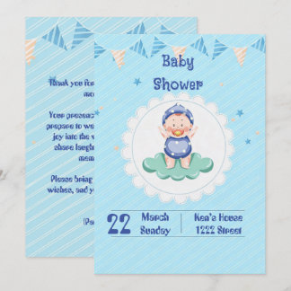 Cute Baby Boy Party Invitation  Kaart