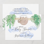 Cute Baby Boy Sloth Virtual Baby shower Kaart (Voorkant / Achterkant)