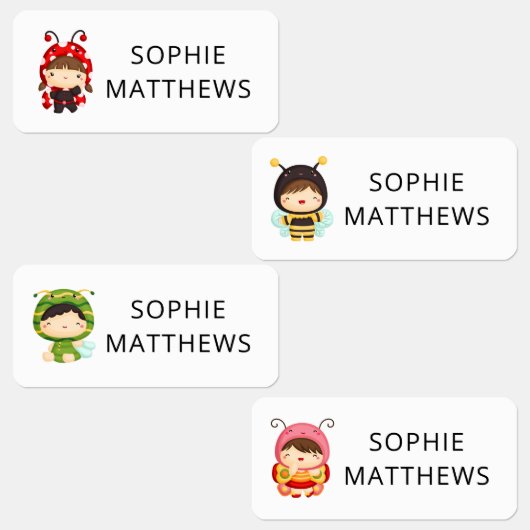 Cute Baby Bugs Custom Personalized Name Clothing Labels (Groep)
