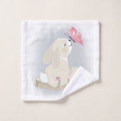 Cute baby Bunny en vlinder. Bad Handdoek (Wasdoekje)