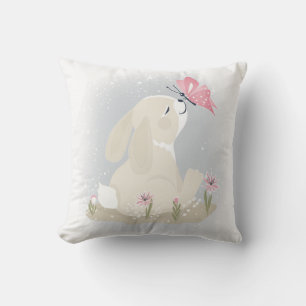Cute baby Bunny en vlinder. Buitenkussen