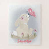 Cute baby Bunny en vlinder. Jigzaag Puzzle Legpuzzel (Verticaal)
