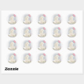 Cute baby Bunny en vlinder. Ronde Sticker (Vel)