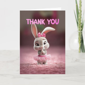 Cute Baby Bunny Girl in Pink Tutu Thank You Kaart