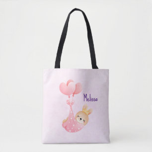 Cute Baby Bunny in een hartenbak Draagtas