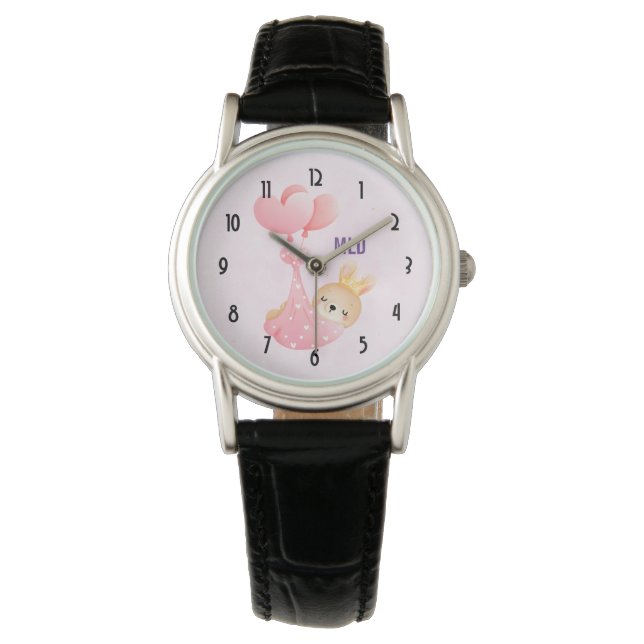 Cute Baby Bunny in een hartenbak Horloge (Voorkant)