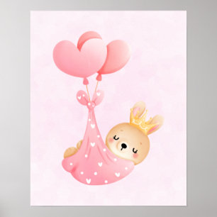 Cute Baby Bunny in een hartenbak Poster