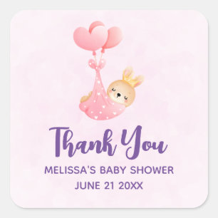 Cute Baby Bunny in een hartenbak Vierkante Sticker