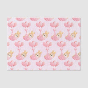 Cute Baby Bunny in een Heart Blanket Pattern Tissuepapier