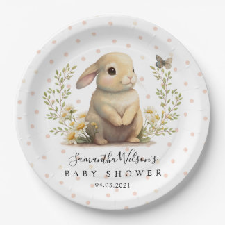 Cute Baby Bunny met Butterfly Baby shower Papieren Bordje