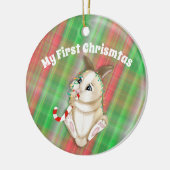 Cute Baby Bunny Mijn eerste kerstfoto Keramisch Ornament (Links)