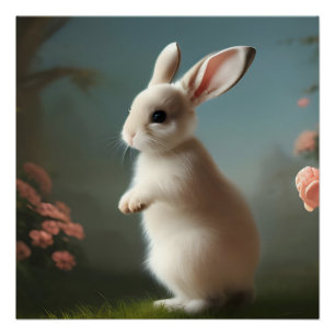 Cute Baby Bunny Portrait Perfect Poster