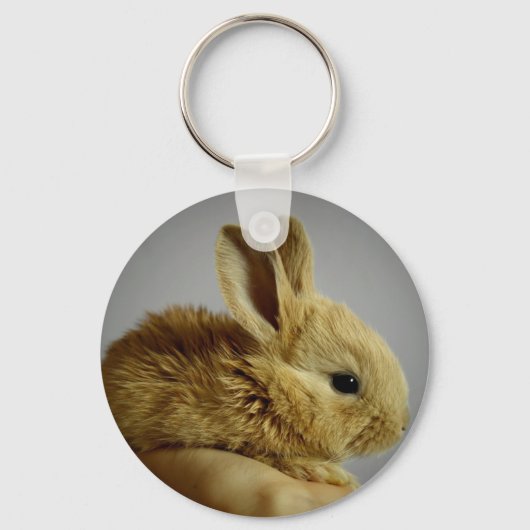 Cute Baby Bunny Rabbit in Hand Sleutelhanger (Voorkant)